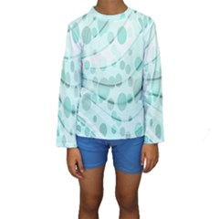 Abstract Background Teal Bubbles Abstract Background Of Waves Curves And Bubbles In Teal Green Kids  Long Sleeve Swimwear by Simbadda