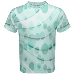 Abstract Background Teal Bubbles Abstract Background Of Waves Curves And Bubbles In Teal Green Men s Cotton Tee by Simbadda