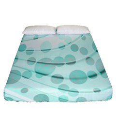 Abstract Background Teal Bubbles Abstract Background Of Waves Curves And Bubbles In Teal Green Fitted Sheet (queen Size) by Simbadda