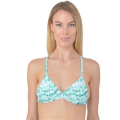 Abstract Background Teal Bubbles Abstract Background Of Waves Curves And Bubbles In Teal Green Reversible Tri Bikini Top by Simbadda