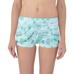 Abstract Background Teal Bubbles Abstract Background Of Waves Curves And Bubbles In Teal Green Reversible Bikini Bottoms by Simbadda