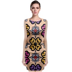 Abstract Seamless Background Pattern Sleeveless Velvet Midi Dress by Simbadda