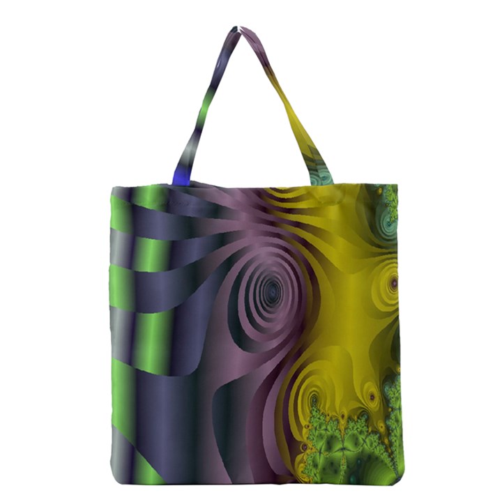 Fractal In Purple Gold And Green Grocery Tote Bag