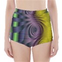 Fractal In Purple Gold And Green High-Waisted Bikini Bottoms View1