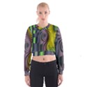 Fractal In Purple Gold And Green Women s Cropped Sweatshirt View1