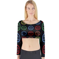 Happy Birthday Colorful Wallpaper Background Long Sleeve Crop Top