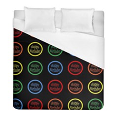 Happy Birthday Colorful Wallpaper Background Duvet Cover (Full/ Double Size)