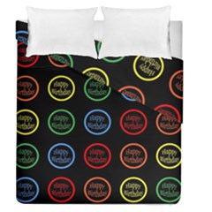 Happy Birthday Colorful Wallpaper Background Duvet Cover Double Side (Queen Size)