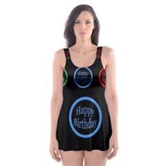 Happy Birthday Colorful Wallpaper Background Skater Dress Swimsuit