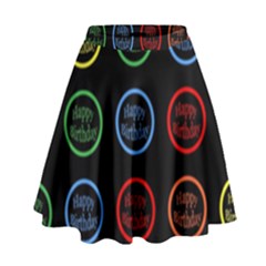 Happy Birthday Colorful Wallpaper Background High Waist Skirt