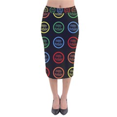 Happy Birthday Colorful Wallpaper Background Velvet Midi Pencil Skirt