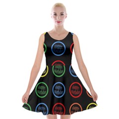 Happy Birthday Colorful Wallpaper Background Velvet Skater Dress