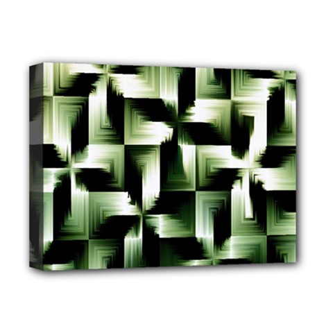 Green Black And White Abstract Background Of Squares Deluxe Canvas 16  X 12   by Simbadda