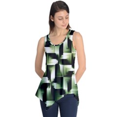 Green Black And White Abstract Background Of Squares Sleeveless Tunic by Simbadda