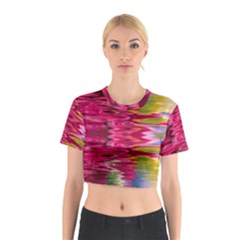 Abstract Pink Colorful Water Background Cotton Crop Top