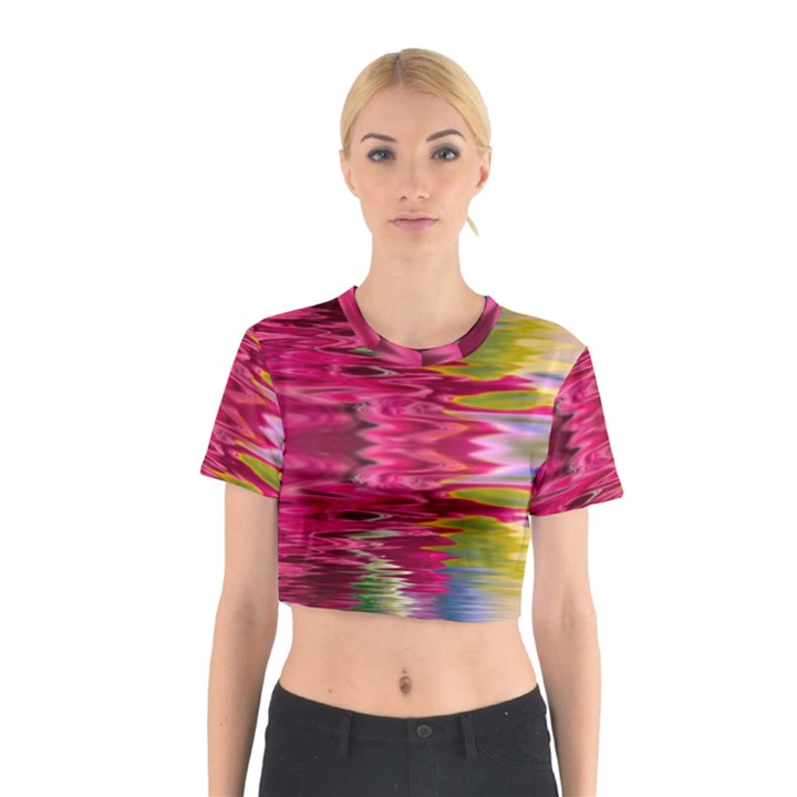 Abstract Pink Colorful Water Background Cotton Crop Top