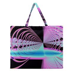 Blue And Pink Swirls And Circles Fractal Zipper Large Tote Bag