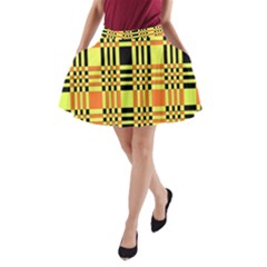Yellow Orange And Black Background Plaid Like Background Of Halloween Colors Orange Yellow And Black A-line Pocket Skirt by Simbadda