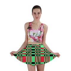 Bright Christmas Abstract Background Christmas Colors Of Red Green And Black Make Up This Abstract Mini Skirt by Simbadda