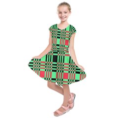Bright Christmas Abstract Background Christmas Colors Of Red Green And Black Make Up This Abstract Kids  Short Sleeve Dress