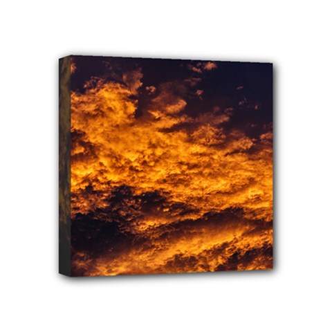 Abstract Orange Black Sunset Clouds Mini Canvas 4  x 4 