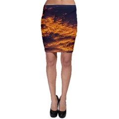 Abstract Orange Black Sunset Clouds Bodycon Skirt