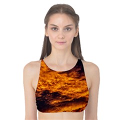 Abstract Orange Black Sunset Clouds Tank Bikini Top