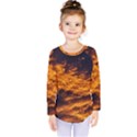 Abstract Orange Black Sunset Clouds Kids  Long Sleeve Tee View1