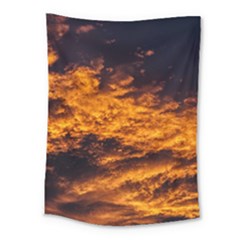 Abstract Orange Black Sunset Clouds Medium Tapestry