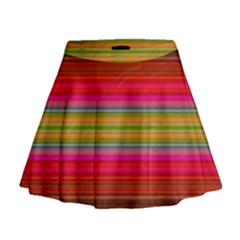 Fiesta Stripe Bright Colorful Neon Stripes Cinco De Mayo Background Mini Flare Skirt by Simbadda