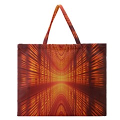 Abstract Wallpaper With Glowing Light Zipper Large Tote Bag by Simbadda