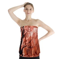 Fire In The Forest Artistic Reproduction Of A Forest Photo Strapless Top by Simbadda