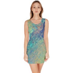 Colorful Patterned Glass Texture Background Sleeveless Bodycon Dress by Simbadda