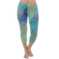 Colorful Patterned Glass Texture Background Capri Winter Leggings  by Simbadda