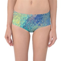 Colorful Patterned Glass Texture Background Mid-waist Bikini Bottoms by Simbadda