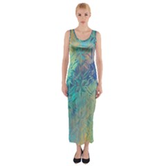 Colorful Patterned Glass Texture Background Fitted Maxi Dress by Simbadda