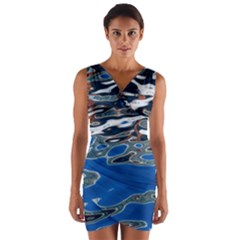 Colorful Reflections In Water Wrap Front Bodycon Dress by Simbadda