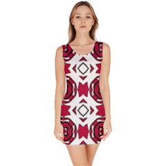 Seamless Abstract Pattern With Red Elements Background Sleeveless Bodycon Dress by Simbadda