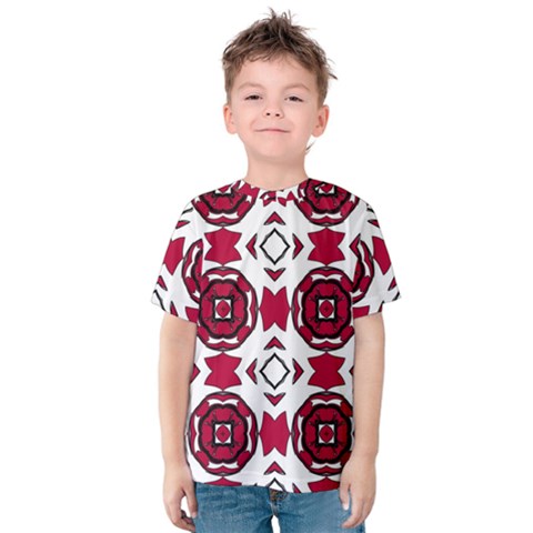 Seamless Abstract Pattern With Red Elements Background Kids  Cotton Tee by Simbadda