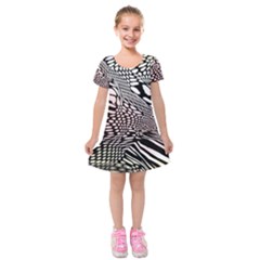 Abstract Fauna Pattern When Zebra And Giraffe Melt Together Kids  Short Sleeve Velvet Dress by Simbadda