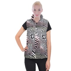 Abstract Fauna Pattern When Zebra And Giraffe Melt Together Women s Button Up Puffer Vest by Simbadda