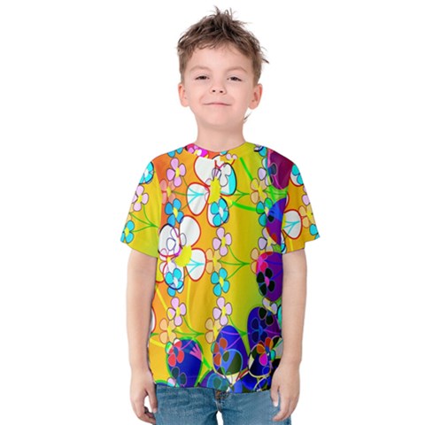 Abstract Flowers Design Kids  Cotton Tee by Simbadda