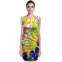 Abstract Flowers Design Classic Sleeveless Midi Dress by Simbadda