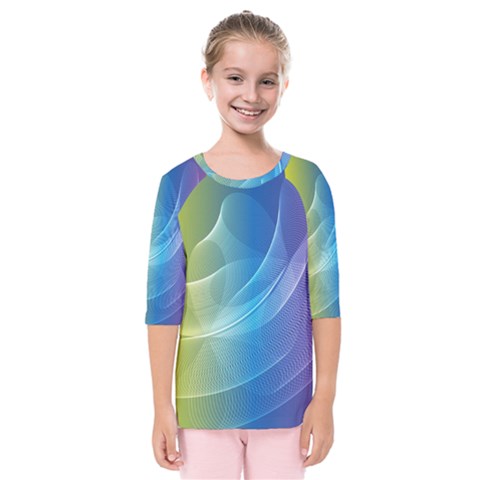Colorful Guilloche Spiral Pattern Background Kids  Quarter Sleeve Raglan Tee by Simbadda
