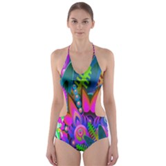 Wild Abstract Design Cut-Out One Piece Swimsuit