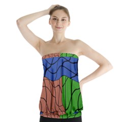 Abstract Art Mixed Colors Strapless Top by Simbadda