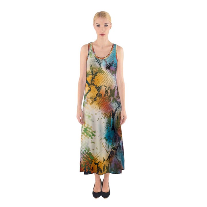 Abstract Color Splash Background Colorful Wallpaper Sleeveless Maxi Dress