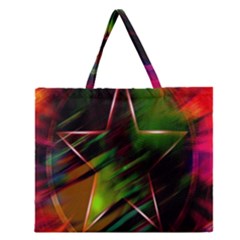 Colorful Background Star Zipper Large Tote Bag by Simbadda