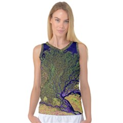 Lena River Delta A Photo Of A Colorful River Delta Taken From A Satellite Women s Basketball Tank Top by Simbadda