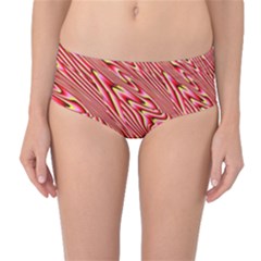 Abstract Neutral Pattern Mid-waist Bikini Bottoms